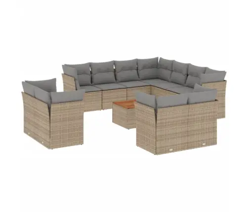 12-Daļīgs Dārza Dīvāna Komplekts, Matrači, Bēša Pe Rotangpalma Vidaxl