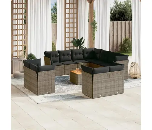 12-Daļīgs Dārza Atpūtas Mēbeļu Komplekts, Matrači, Pelēks Pe Vidaxl