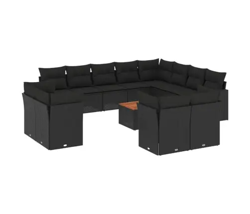 13-Osaline Aiadiivani Komplekt Patjadega, Must, Polürotang