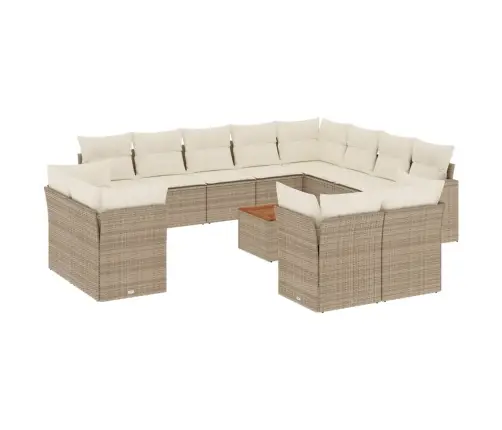 13-Daļīgs Dārza Dīvāna Komplekts, Matrači, Bēša Pe Rotangpalma Vidaxl