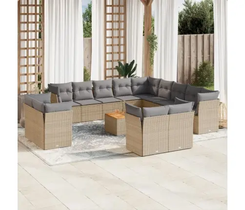 14-Osaline Aiadiivani Komplekt Patjadega, Beež, Polürotang