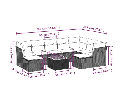 10-Daļīgs Dārza Dīvāna Komplekts, Matrači, Bēša Pe Rotangpalma Vidaxl