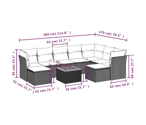 10-Daļīgs Dārza Dīvāna Komplekts, Matrači, Bēša Pe Rotangpalma Vidaxl