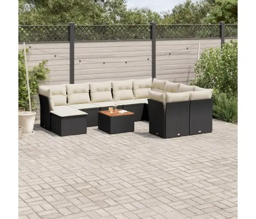 11-Daļīgs Dārza Dīvāna Komplekts, Matrači, Melna Pe Rotangpalma Vidaxl