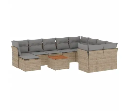 11-Daļīgs Dārza Dīvāna Komplekts, Matrači, Bēša Pe Rotangpalma Vidaxl