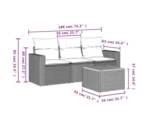 4-Osaline Aiadiivani Komplekt Patjadega, Must, Polürotang