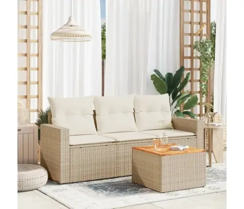 4-Daļīgs Dārza Dīvāna Komplekts, Matrači, Bēša Pe Rotangpalma Vidaxl