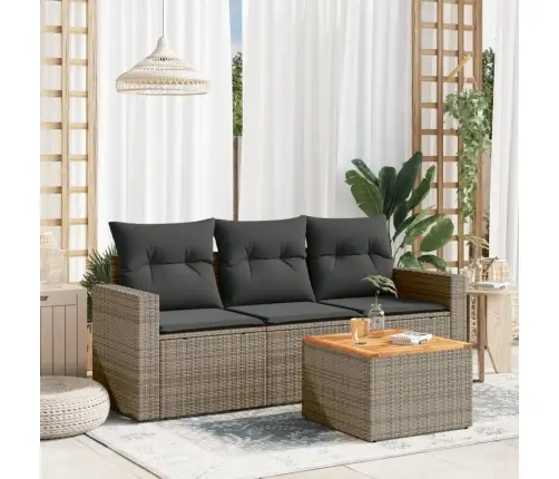 4-Daļīgs Dārza Dīvāna Komplekts Ar Matračiem, Pelēks Pe Pinums Vidaxl