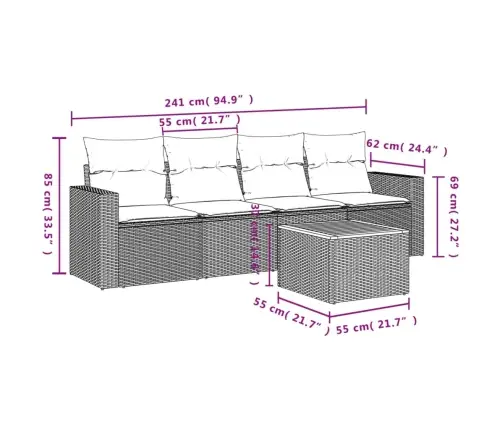 Sofos Komplektas Su Pagalvėlėmis, 5 Dalių, Smėlio, Poliratanas