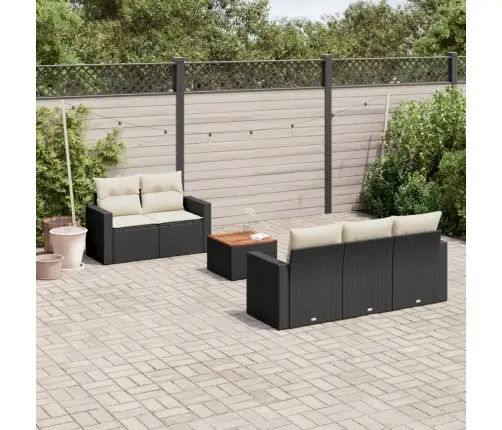 6-Daļīgs Dārza Dīvāna Komplekts, Matrači, Melna Pe Rotanpalma Vidaxl