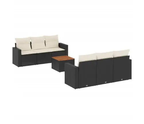 7-Daļīgs Dārza Dīvāna Komplekts Ar Matračiem, Melna Pe Vidaxl