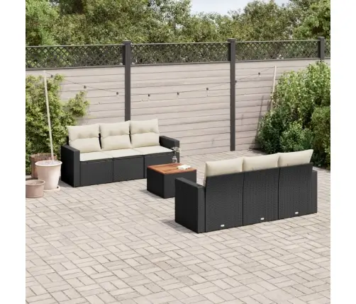 7-Daļīgs Dārza Dīvāna Komplekts Ar Matračiem, Melna Pe Vidaxl