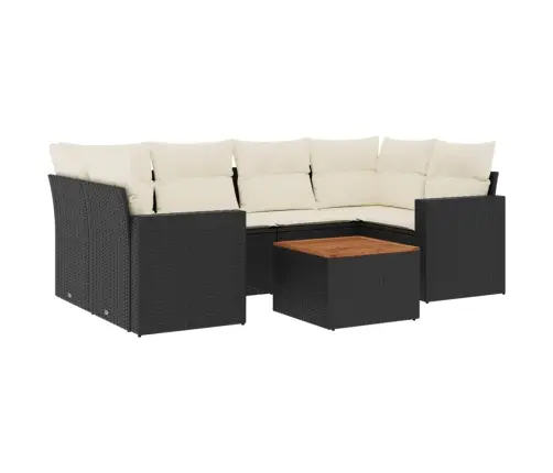 7-Daļīgs Dārza Dīvāna Komplekts Ar Matračiem, Melna Pe Vidaxl