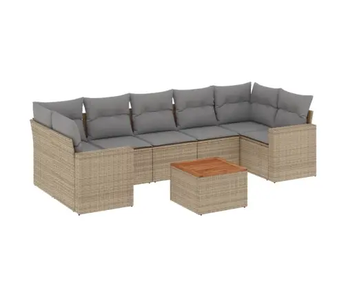 8-Daļīgs Dārza Dīvāna Komplekts, Matrači, Bēša Pe Rotangpalma Vidaxl