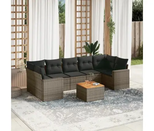 Sodo Komplektas Su Pagalvėlėmis, 8 Dalių, Pilkas, Poliratanas