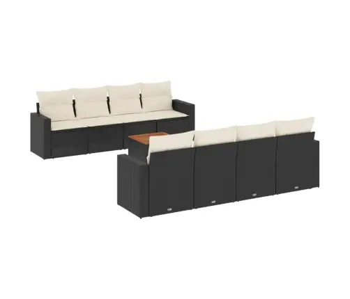 Sodo Komplektas Su Pagalvėlėmis, 9 Dalių, Juodas, Poliratanas