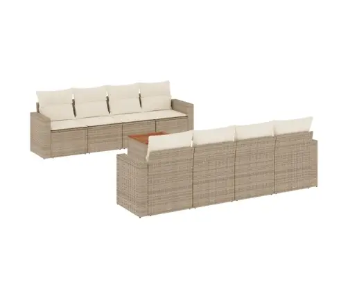 Sodo Komplektas Su Pagalvėlėmis, 9 Dalių, Smėlio, Poliratanas