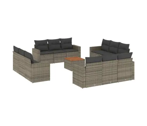 13-Daļīgs Dārza Dīvānu Komplekts Ar Matračiem, Pelēks Pe Vidaxl