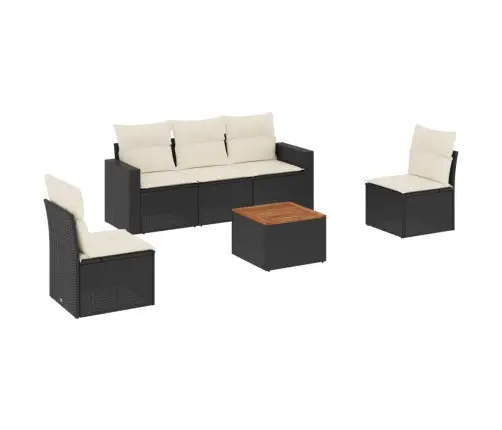 6-Daļīgs Dārza Dīvāna Komplekts, Matrači, Melna Pe Rotanpalma Vidaxl