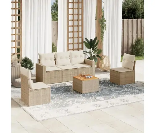 6-Daļīgs Dārza Dīvāna Komplekts, Matrači, Bēša Pe Rotangpalma Vidaxl