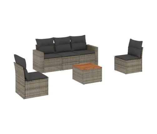 6-Daļīgs Dārza Dīvāna Komplekts Ar Matračiem, Pelēks Pe Pinums Vidaxl