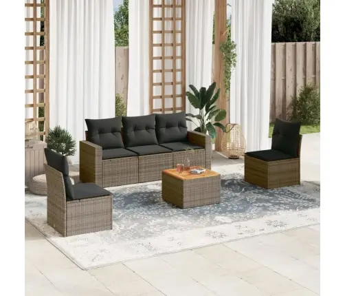 6-Daļīgs Dārza Dīvāna Komplekts Ar Matračiem, Pelēks Pe Pinums Vidaxl