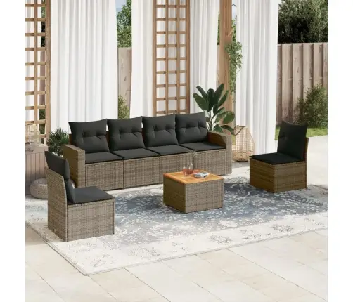 7-Daļīgs Dārza Dīvāna Komplekts, Matrači, Pelēka Pe Rotangpalma Vidaxl