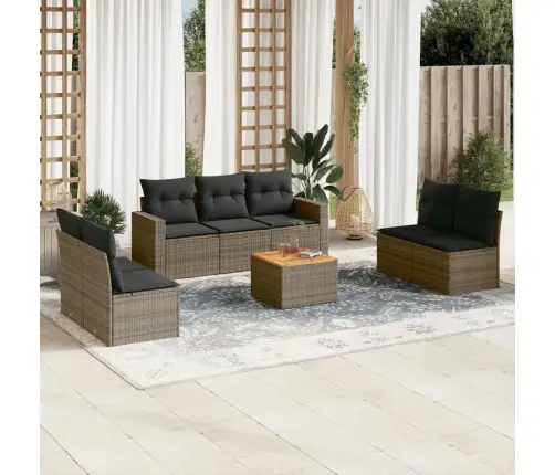 8-Daļīgs Dārza Dīvāna Komplekts Ar Matračiem, Pelēks Pe Pinums Vidaxl