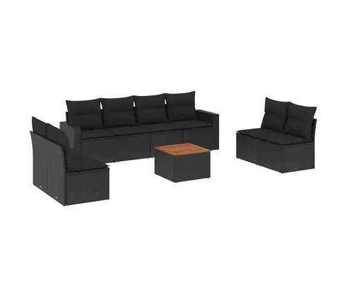 9-Daļīgs Dārza Dīvāna Komplekts, Matrači, Melna Pe Rotangpalma Vidaxl