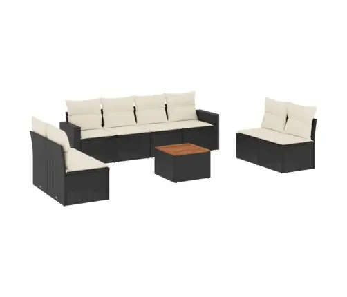 9-Daļīgs Dārza Dīvāna Komplekts, Matrači, Melna Pe Rotangpalma Vidaxl