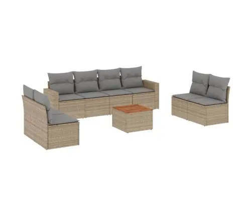 9-Daļīgs Dārza Dīvānu Komplekts, Matrači, Bēša Pe Rotangpalma Vidaxl