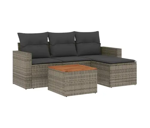 Sofos Komplektas Su Pagalvėlėmis, 5 Dalių, Pilkas, Poliratanas