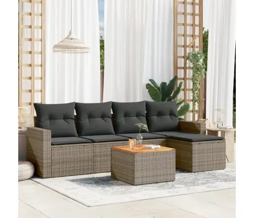 6-Daļīgs Dārza Dīvāna Komplekts Ar Matračiem, Pelēks Pe Pinums Vidaxl