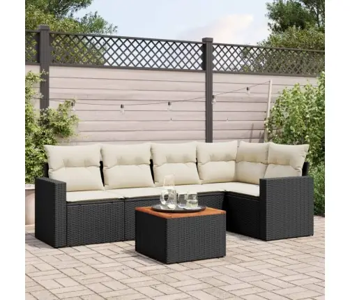 6-Daļīgs Dārza Dīvāna Komplekts, Matrači, Melna Pe Rotanpalma Vidaxl