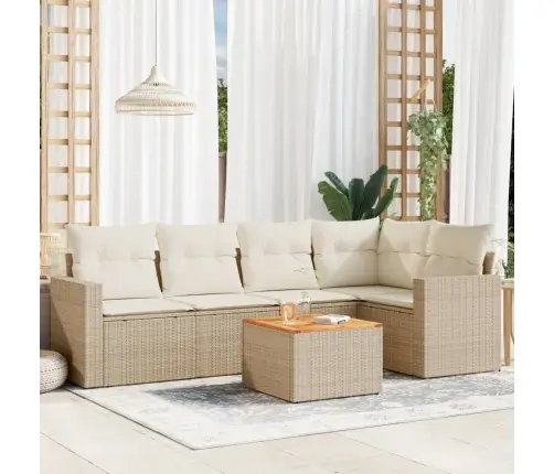 6-Daļīgs Dārza Dīvāna Komplekts, Matrači, Bēša Pe Rotangpalma Vidaxl