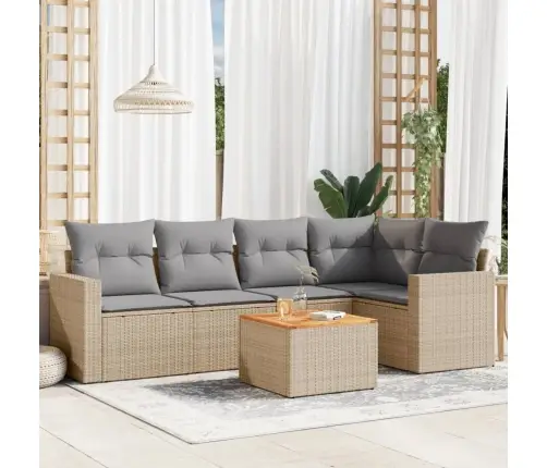 6-Daļīgs Dārza Dīvāna Komplekts, Matrači, Bēša Pe Rotangpalma Vidaxl