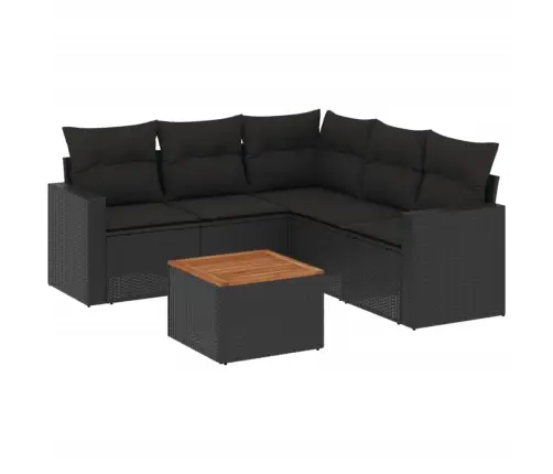 6-Daļīgs Dārza Dīvāna Komplekts, Matrači, Melna Pe Rotanpalma Vidaxl