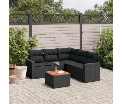 6-Daļīgs Dārza Dīvāna Komplekts, Matrači, Melna Pe Rotanpalma Vidaxl