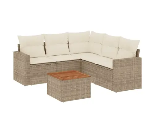 6-Daļīgs Dārza Dīvāna Komplekts, Matrači, Bēša Pe Rotangpalma Vidaxl