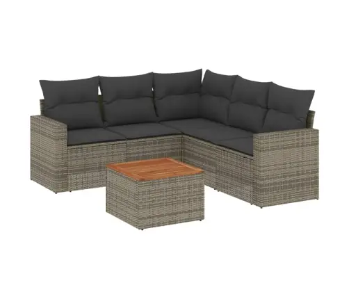 6-Daļīgs Dārza Dīvāna Komplekts Ar Matračiem, Pelēks Pe Pinums Vidaxl