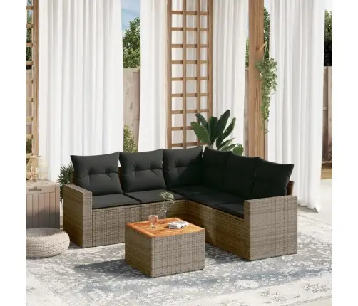 6-Daļīgs Dārza Dīvāna Komplekts Ar Matračiem, Pelēks Pe Pinums Vidaxl