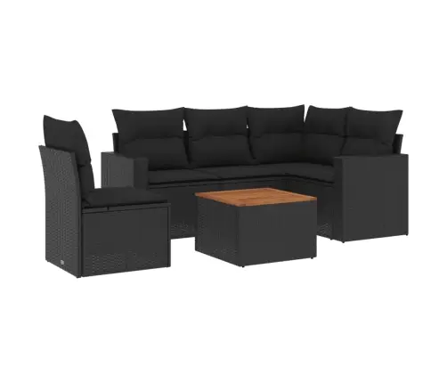 6-Daļīgs Dārza Dīvāna Komplekts, Matrači, Melna Pe Rotanpalma Vidaxl