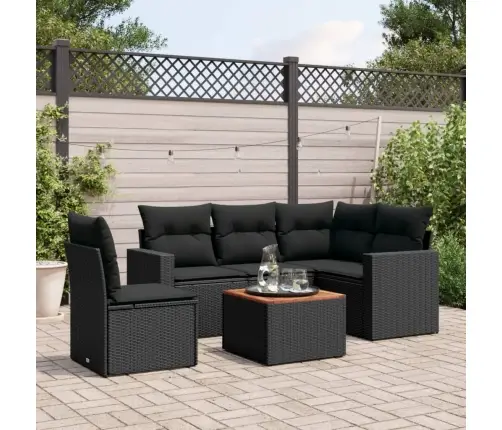 6-Daļīgs Dārza Dīvāna Komplekts, Matrači, Melna Pe Rotanpalma Vidaxl