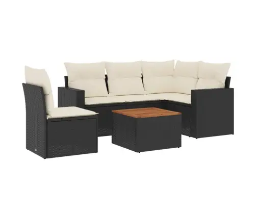 Sofos Komplektas Su Pagalvėlėmis, 6 Dalių, Juodas, Poliratanas