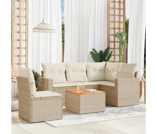 Sofos Komplektas Su Pagalvėlėmis, 6 Dalių, Smėlio, Poliratanas