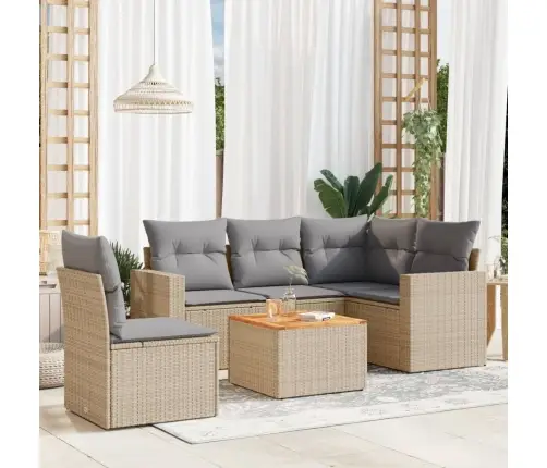 6-Daļīgs Dārza Dīvāna Komplekts, Matrači, Bēša Pe Rotangpalma Vidaxl