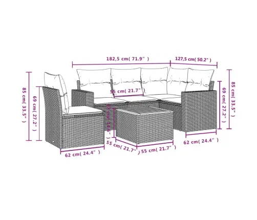 6-Daļīgs Dārza Dīvāna Komplekts Ar Matračiem, Pelēks Pe Pinums Vidaxl