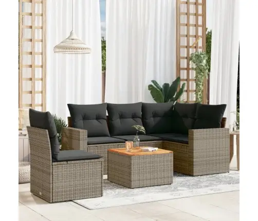 6-Daļīgs Dārza Dīvāna Komplekts Ar Matračiem, Pelēks Pe Pinums Vidaxl