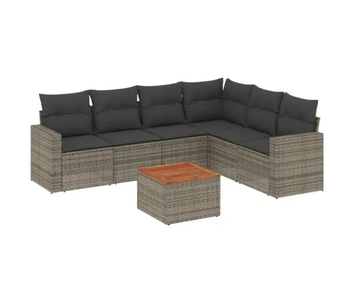 7-Daļīgs Dārza Dīvāna Komplekts, Matrači, Pelēka Pe Rotangpalma Vidaxl