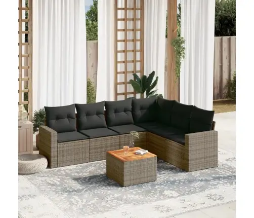 7-Daļīgs Dārza Dīvāna Komplekts, Matrači, Pelēka Pe Rotangpalma Vidaxl